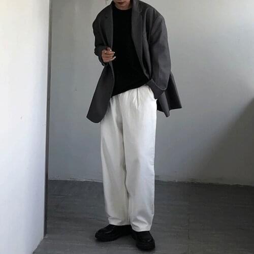 Japanese high waist loose Harajuku ins retro casual straight pants wide leg cowboy mop trousers men and women tide