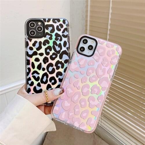 Ottwn Pink Animal Leopard Print Phone Case For iPhone 11 12 Pro Max 12 MiNi X XS Max XR 7 8 Plus SE 2020 Clear Silicone Cover