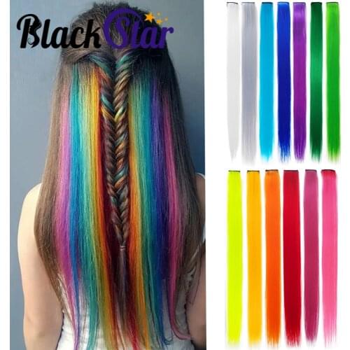 13 Pack Colored Party Highlights Clip in Hair Extensions for Girls Multi-colors Straight Hair Synthetic Hairpieces (13colored)
