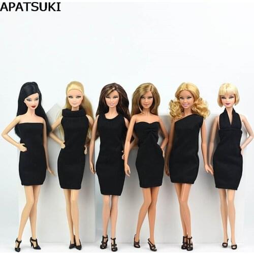 Multi-Style Black Little Dress For Barbie Doll Sexy One Piece Evening Dresses Vestidoes Clothes For Barbie Princess 1/6 BJD Doll