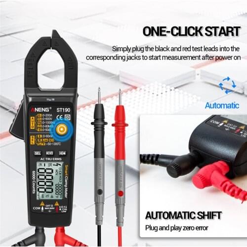 ST190 LCD digital automatic clamp meter DC AC ammeter voltage voltmeter ohmmeter multimeter resistance temperature tool