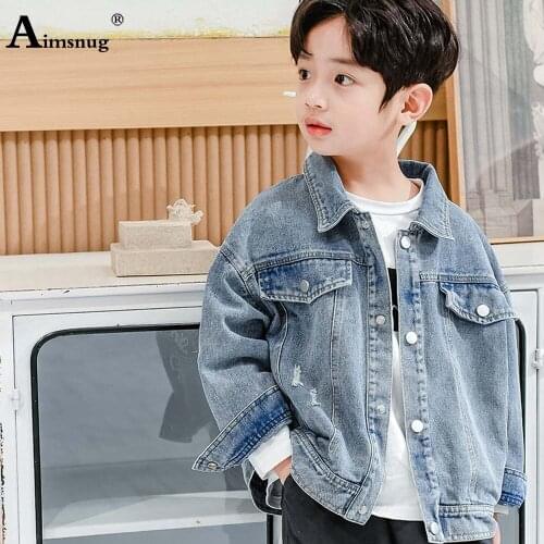 Children Demin Jacket Boys Multi-pocket Jackets Single-breasted Loose Coats 2021 Autumn Kids Jean Demin Top Outerwear