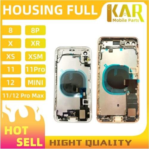 For iPhone 11 Pro Max 8 8P Plus X XR XS MAX Full Housing Battery Rear Door Cover Middle Frame with Flex Cable Assembly