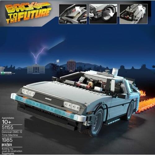 Creator Technology Cars Back to Future Time Machine MOC Building blocks Childrens Toy DIY Bricks Supercar Gifts for kids