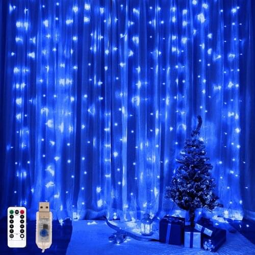 Led Holiday Festoon Garland Christmas Curtains String Light USB Powered with Remote 3M*1/2M Decoration Wedding Living Bedroom