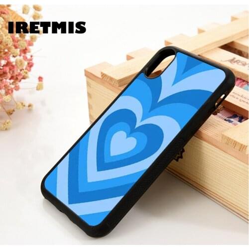 Iretmis 5 5S SE 2020 6 6S Silicone Rubber Phone Case Cover for iPhone 7 8 Plus X Xs 11 12 MINI Pro Max XR Blue Love Heart