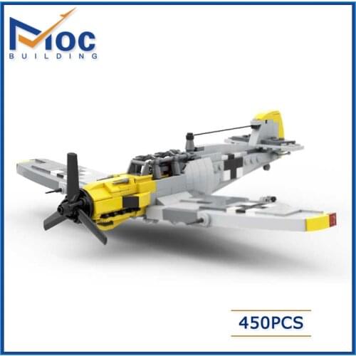 MOC building blocks toy gift, germany-world war ii military Model of the weapon of the BF-109 fighter jet mersher schmitter