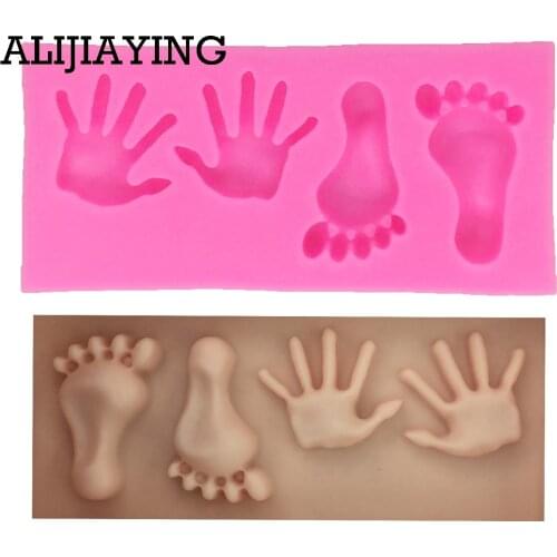 M1330 1PC Baby Feet Hand Fondant Cake Decorating Tool DIY Sugarcraft Chocolate Mould Bakeware for the baby shower favour gifts