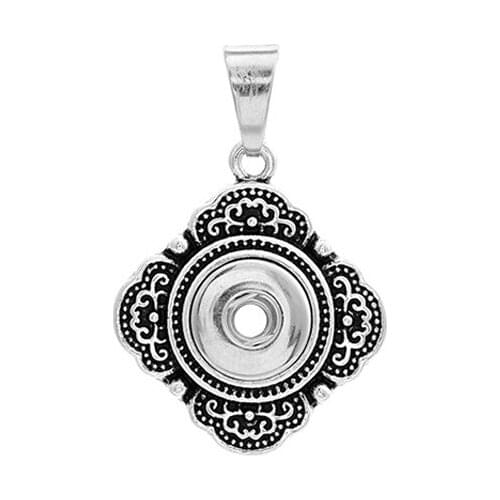 Fashion Metal Snaps Button Pendents Square Charm fit 12mm DIY Snaps Necklace Jewelry Button Vintage Silver Sculpture Women Gift