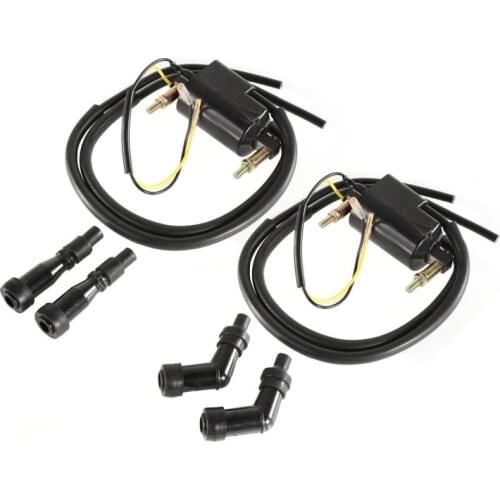 Ignition Coil Set For Suzuki GS550 GS750 GS850 GS1000 2 Dual Output + 4 Ohm Coils with spark plug caps #33410-45012