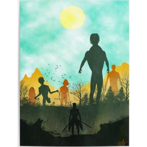 Wall Art Attack on Titan Canvas Painting Printed Anime Scene Poster Home Decor Bedroom Bedside Background Modular Pictures Frame
