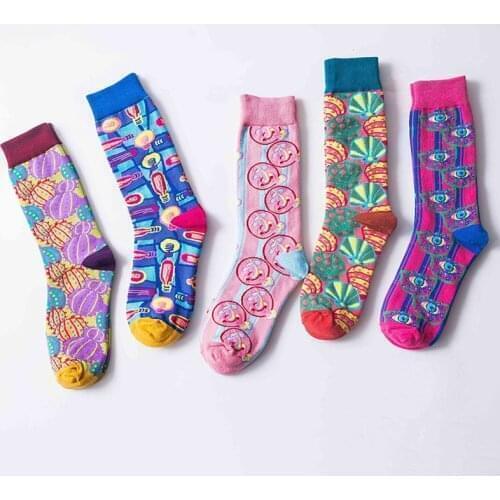 QQ New Autumn Winter Funny Cotton 1Pair Cartoon Long Socks for Women Streetwear Breathable Mid Tube Harajuku Sock