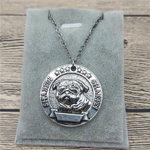 New Chinese Shar Pei Necklace Classic Style Pet Jewellery Fashion Animal Jewellery Chinese Shar Pei Dog Pendant Necklace Women