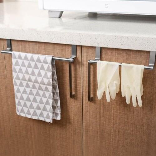 Storage Stainless Steel Organizer Stand Bathroom Holder Household Over Cabinet Door Towel Rack Hook Kitchen Hanger Accessories