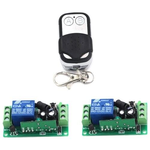 DC 9V/24V 1CH 10A Relay Receiver Wireless Remote Control Switch RF Remote Controller Metal Transmitter 315/433Mhz