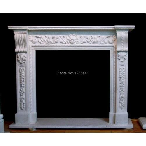 Carved stone marble fireplace mantel customizing English style stone chimneypiece surround