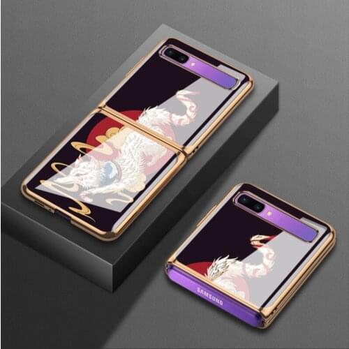 For Samsung zflip mobile phone case folding sm-f7070 protective case 5g version f7000chao brand f700n electroplated glass