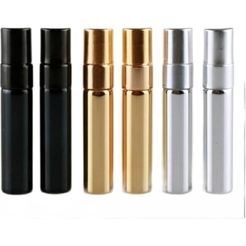 50pcs 10ml uv gold/silver/black glass bottle mist sprayer portable spray bottle Perfume Glass Bottles Vials Refillable Perfume