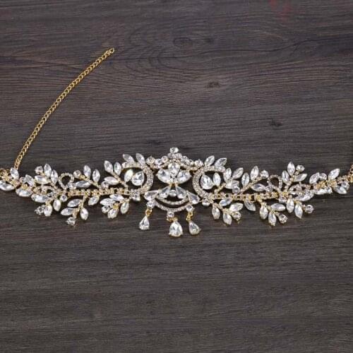 Bride Tiara Head Chain Hair Jewelry Frontlet Wedding Hair Accessories Bridal Headpiece Princess Crown Tiaras LB