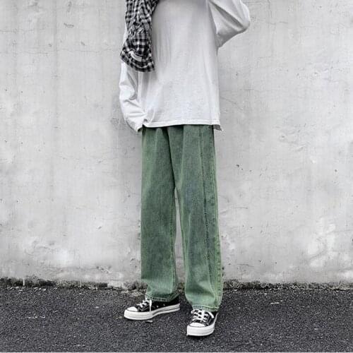 Spring Fashion Brand Straight Jeans Mens Korean Fashion Students' Versatile Wide Leg Casual Pants Dropshipping