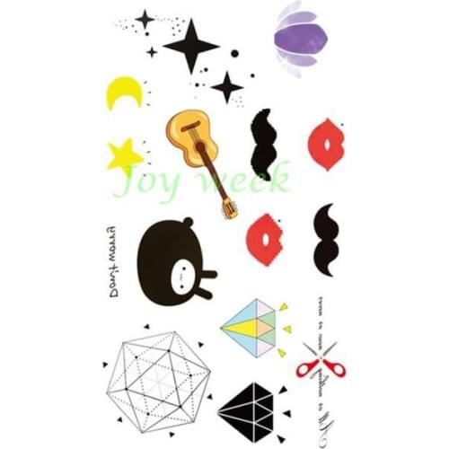 Waterproof Temporary Tattoo Sticker moon cute guitar stars tatto stickers flash tatoo fake tattoos for kids child girl women