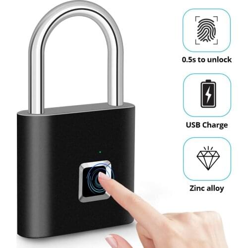 Fingerprint Padlock, Fingerprint Smart Lock IP65 Waterproof Keyless Anti-Theft, Security Digital Lock for Locker, Gym, Door,etc