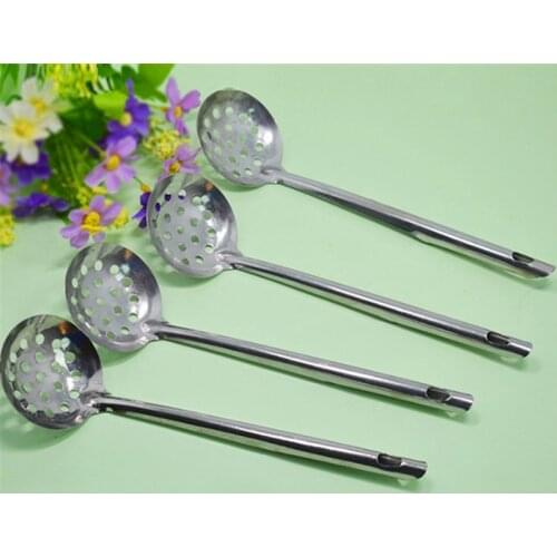 1Pcs Stainless Steel Spoon + Colander Hot Pot Long Handle Spoons Flatware Soup Drinking Tools Kitchen Gadget