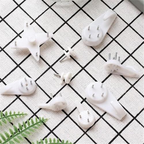 1pc White Painting Photo Frame Hook Plastic Invisible Wall Hooks Mount Photo Picture Nail Hook Hanger Mirror Hanging Hangers