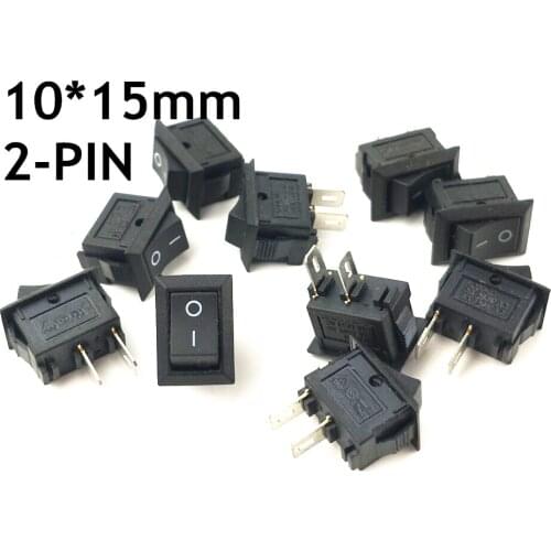 10pcs/lot 10*15mm SPST 2PIN ON/OFF G130 Boat Rocker Switch 3A/250V Car Dash Dashboard Truck RV ATV Home Black