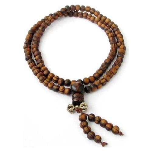 108 Beads 6mm Pine Wood Tibetan Buddhist Prayer Beads Rosary Japa Mala