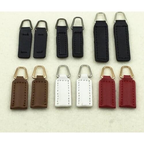 2Pcs PU Leather Zipper Pull Tab for Bags Garment Backpack Accessories DIY Zipper Puller End Detachable Clip Zip Head Slider