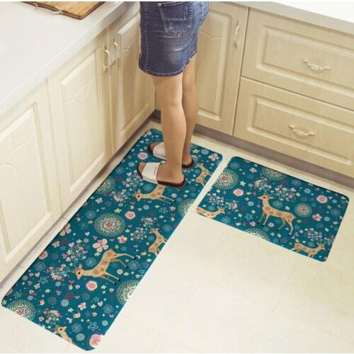 2pcs Flannel Printed Carpet , Kitchen Floor Mat , Water-absorbent Non-slip Mat Porch , Floor Mat and Door Mat