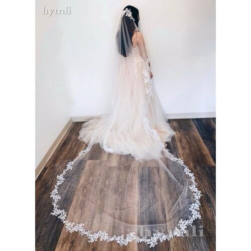 3M Bridal Veil with Floral Lace, Embroidered Floral Veil, Cathedral Floral Veil, Mantilla Veil , Bridal Veils Wedding