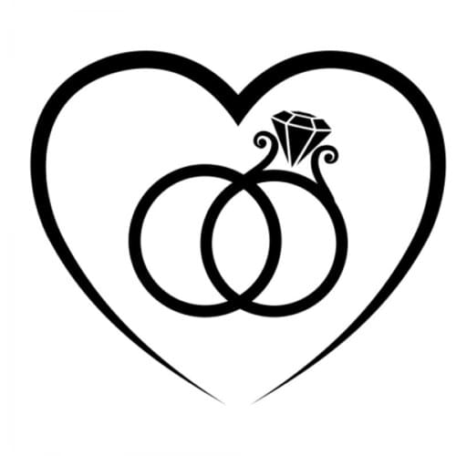 30x27cm Heart And Ring Design Wedding Car Sticker Romantic Diamond Married Rear windshield Car Decals CL258