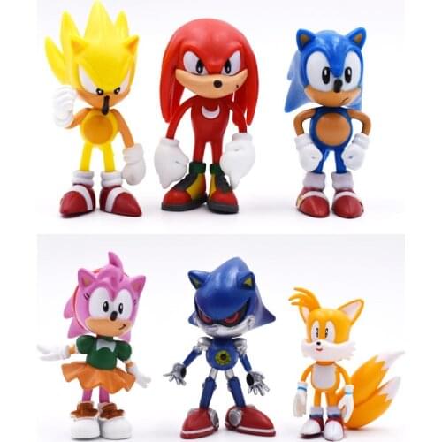 6pcs/set Super Sound Sonic Movie Game Dolls Shadow Hedgehog pvc figure Model toy kids birthday gift