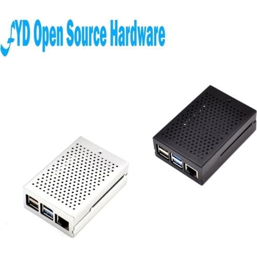 Aluminum Alloy Silver Metal Case Black Enclosure Cover Shell for Raspberry Pi 4B