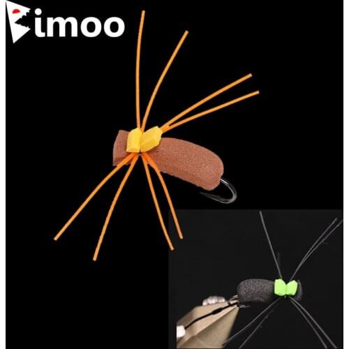 Bimoo 6pcs 10# Orange Black Foam Beetle Fly Dry Fly Hook Baits Trout Yellowfish Bass Barbel Carp Fishing Artificial Lure
