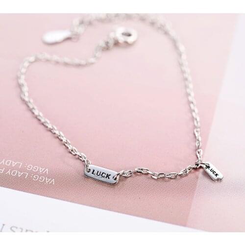 Letter LUCK bracelet 100% 925 Sterling Silver Jewelry fashion hypoallergenic bracelets for girl gift