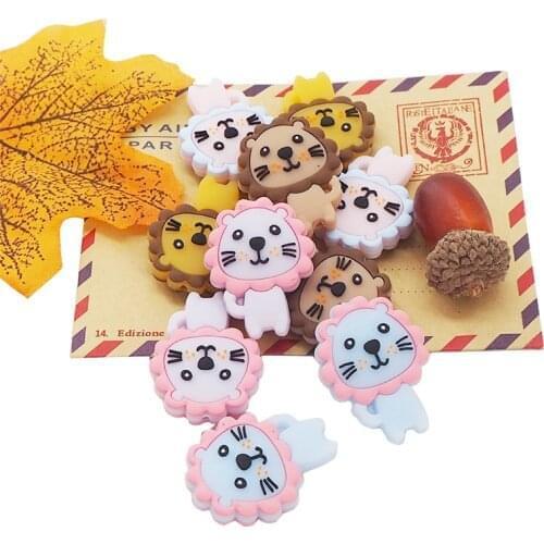 Chenkai 10PCS Lion Shaped Baby Silicone Beads Teether Baby Cartoon Teething For DIY Baby Necklace Pendant Bracelet Accessories