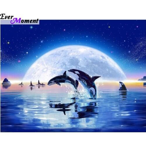 Diy diamond drawing animal diamond cross stitch crystal diamond sets unfinish decorative full diamond embroidery dolphin ASF476