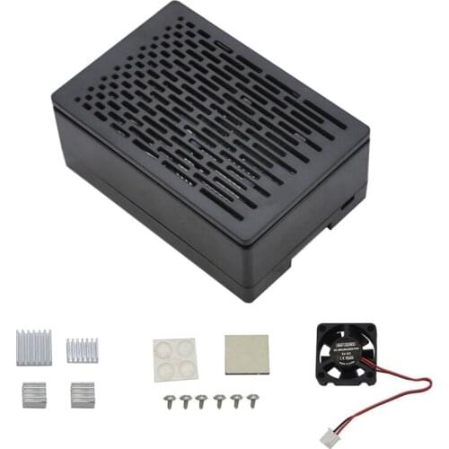 For Raspberry Pi 4B Protective ABS Case Enclosure with Cooling Fan Silver Aluminum HeatSink for Raspberry Pi 4 Model B