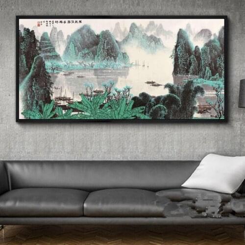 Chinese Ink Landscape Oil painting on Canvas Wall Art Picture for Living Room Home Decor Art Deco Paintings