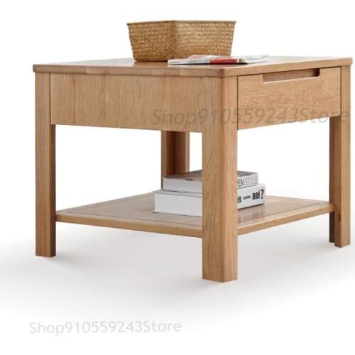 Pure Solid Wood Coffee Table Sofa Side Table Oak Corner Table Nordic Side Table With Drawers Environmental Protection Living Roo