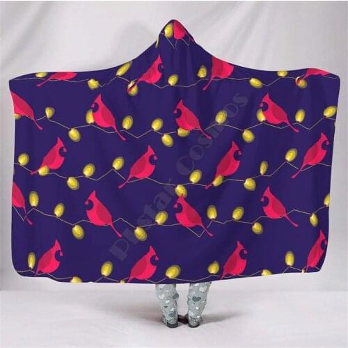 Beautiful Bird Hooded Blanket Adult colorful child Sherpa Fleece Wearable Blanket Microfiber Bedding Drop Shipping 01
