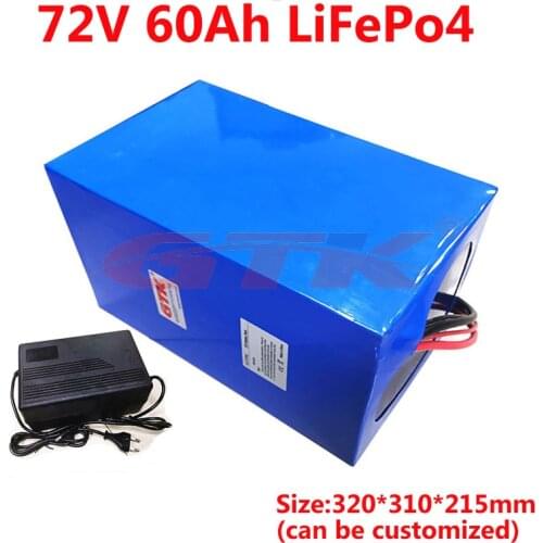 GTK lifepo4 72V 60Ah lithium battery rechargeable for 7000W 5000w 72V scooter EV golf cart electric motorcycle +10A charger