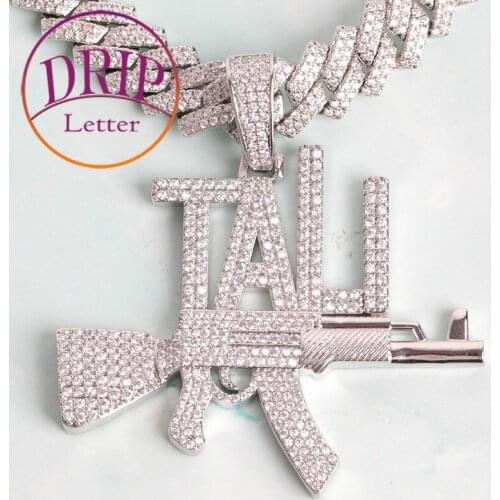 Custom Name Pendant Gun Jewelry for Men Hip Hop Necklace