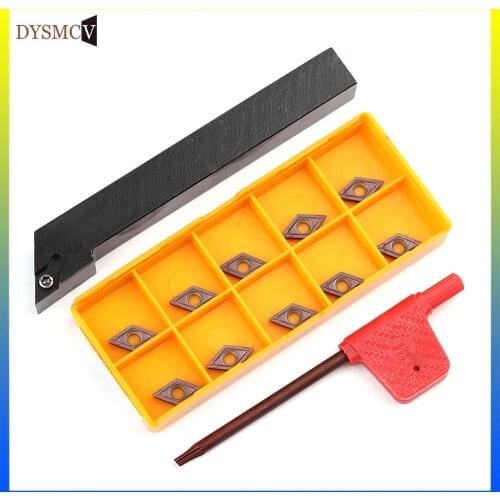 1PC SDJCR1010H07 SDJCR1212H07 SDJCR1616H07+10PCS DCMT070204 carbide blade CNC lathe turning tool holder group turning blade