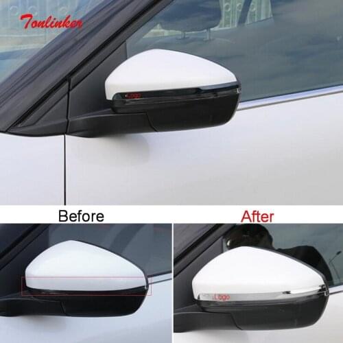 Tonlinker Exterior Rearview mirror Cover Sticker for Citroen C5 Aircross 2018-19 Car Styling 2 PCS Stainless steel Cover Sticker