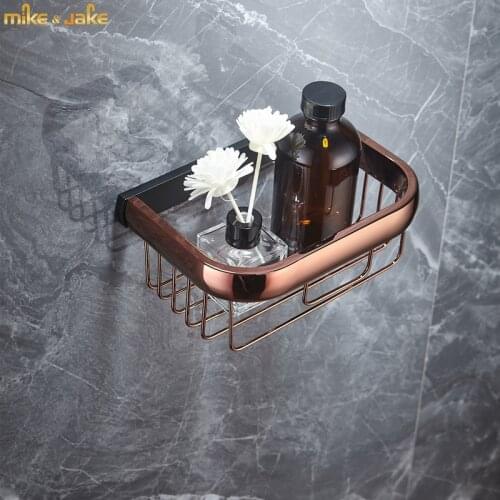Bathroom rose gold black paper holder tissue basket wall paper shelf bathroom frosted gray shelf rose red black paper rack