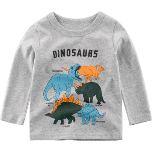 New 2019 Autumn Baby Boys Clothes Cartoon Dinosaur Printed T Shirt Boys Cotton Children Long Sleeve Tees Kids T Shirts Boy Tops